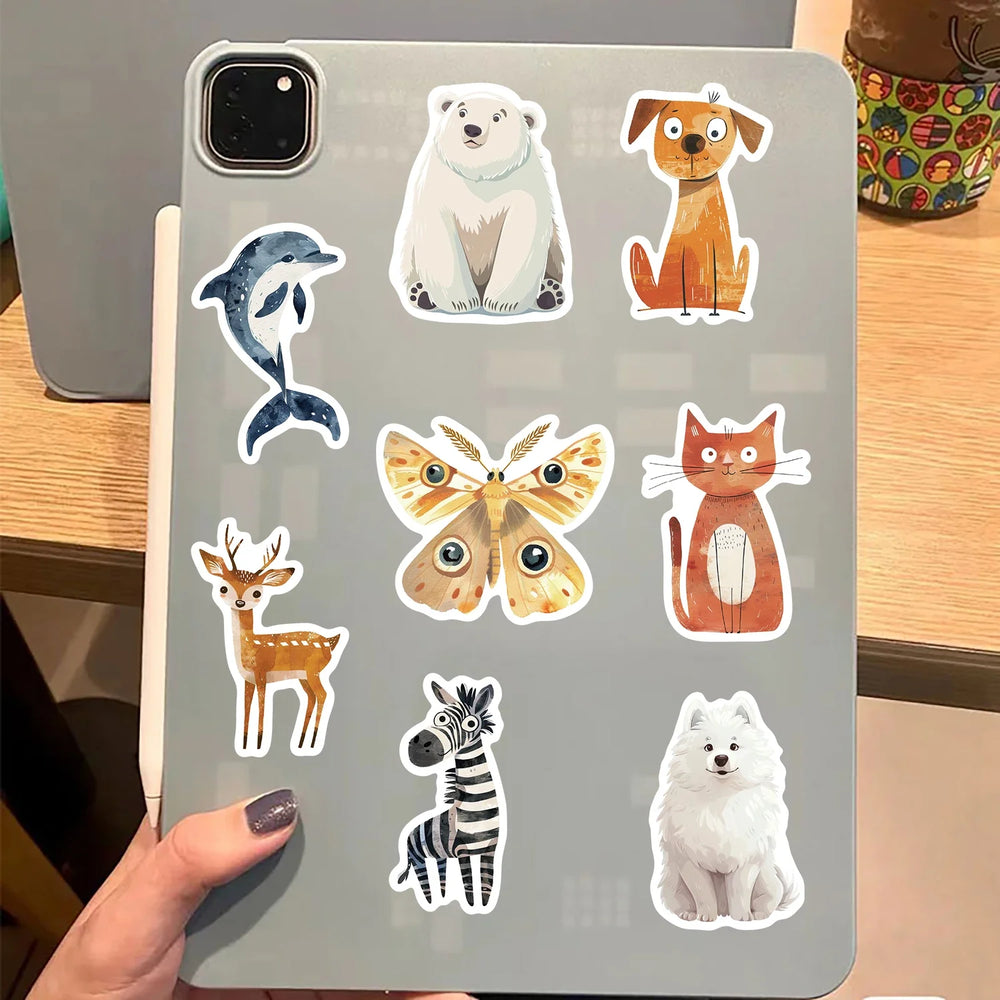 50Pcs Strange Watercolor Animals Stickers Cute Waterproof Decals For DIY Helmet Skateboard Laptop Motorcycle Cool Kids Gifts﻿ (ONLINE ORDER ONLY)