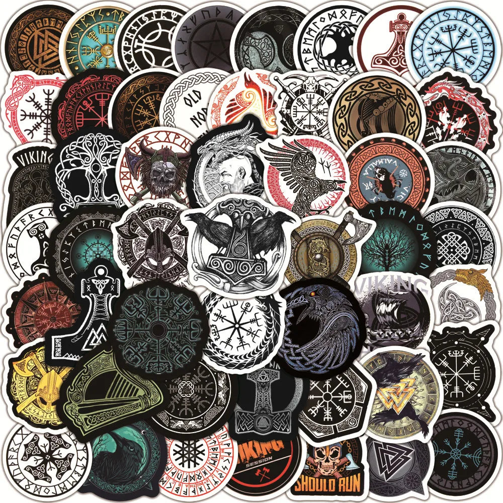 Aesthetic Viking Graffiti Stickers for DIY Fridge, Helmet, Skateboard, Phone, Laptop, Suitcase - 10/50/100pcs (Online Order Only)