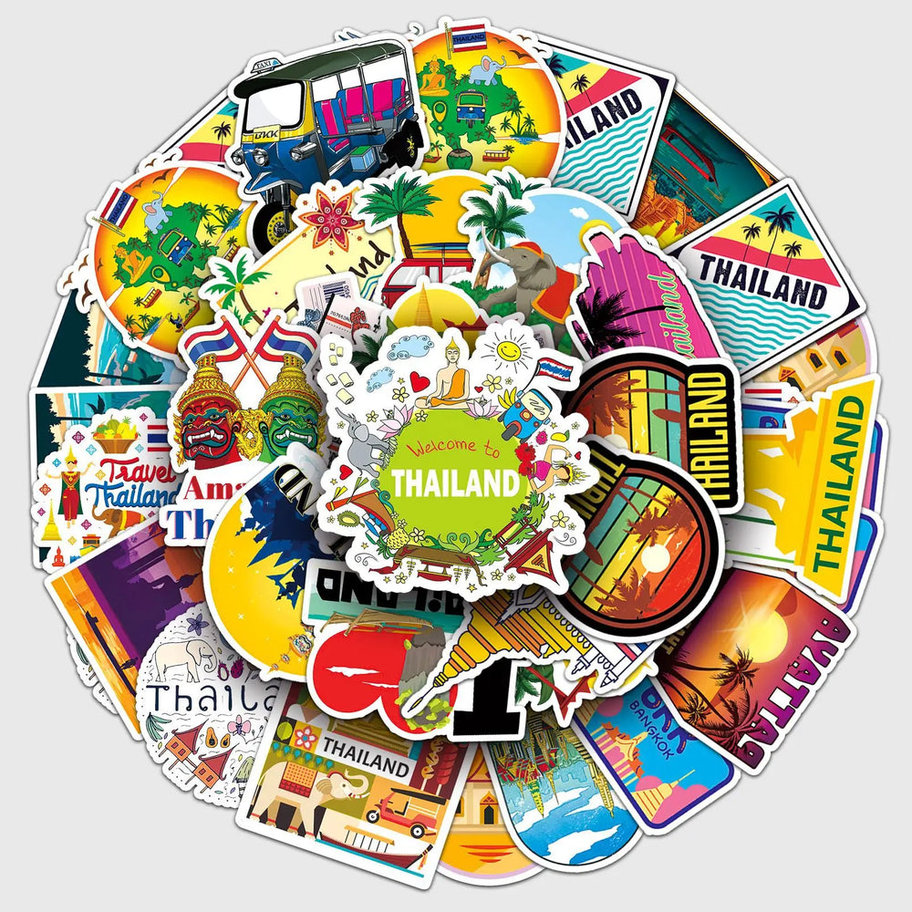 Thailand Scenery Cartoon Stickers for Laptop Luggage Skateboard - 10/30/50PCS Fun Gift (ONLINE ORDER ONLY)