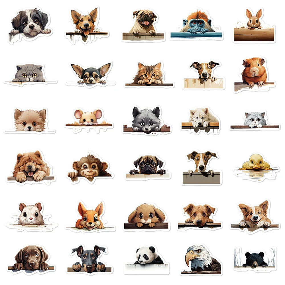 10/30/60pcs Funny Meme Cute Animal Dog Cat Stickers Decals Kids Toy Laptop Phone Water Bottle Suitcase Guitar Decoration Sticker (ONLINE ORDER ONLY)