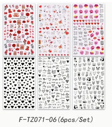 3D Valentines Nail Art Stickers - Cute Cartoon Full Wraps (Online Order Only)