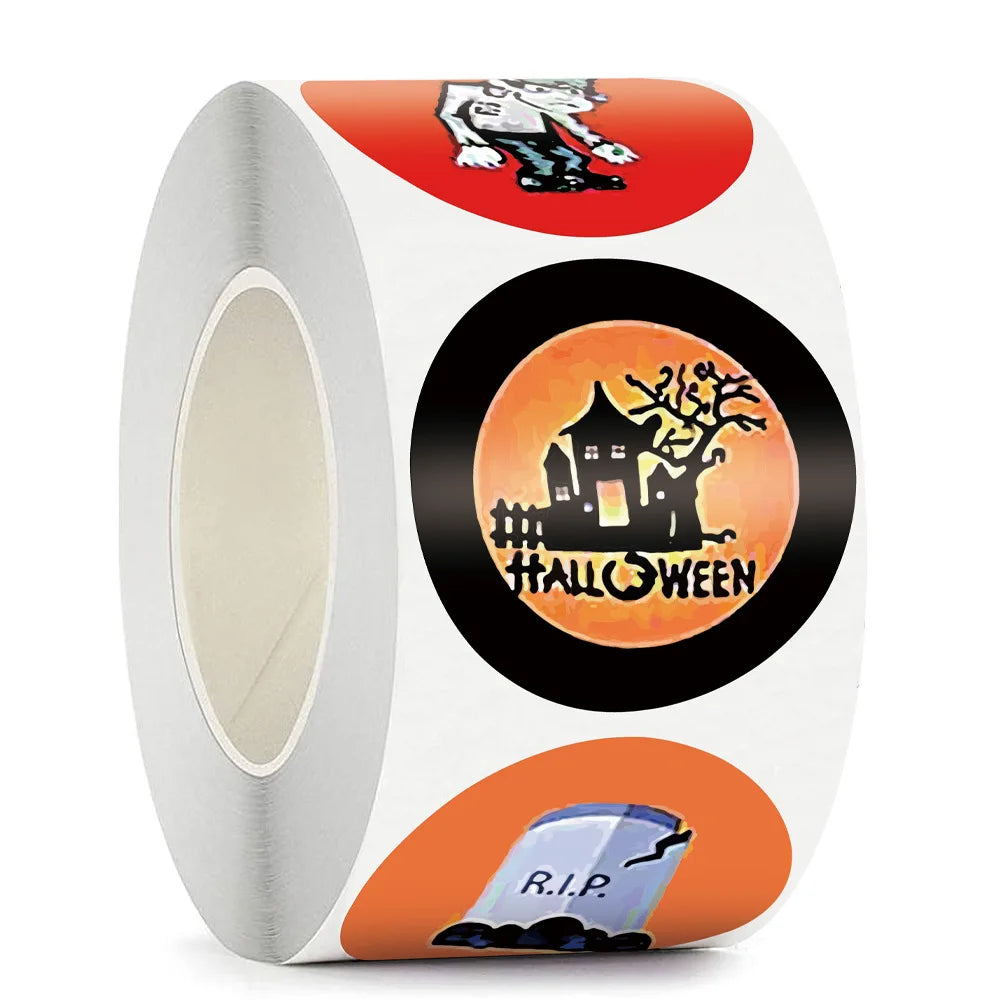 100-500pcs 6 Designs Cartoon Halloween Thank You Stickers Seal Labels For Package Decoration Party Cute Stationery Sticker (ONLINE ORDER ONLY)