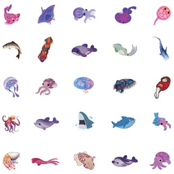 50pcs Cute Cartoon Ocean Series Animals Stickers For Luggage Laptop Guitar Skateboard Decor Waterproof Graffiti Car Decals (ONLINE ORDER ONLY)
