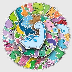 50Pcs Dinosaur Cartoon Waterproof Vinyl Stickers for Skateboard Snowboard (Online Order Only)