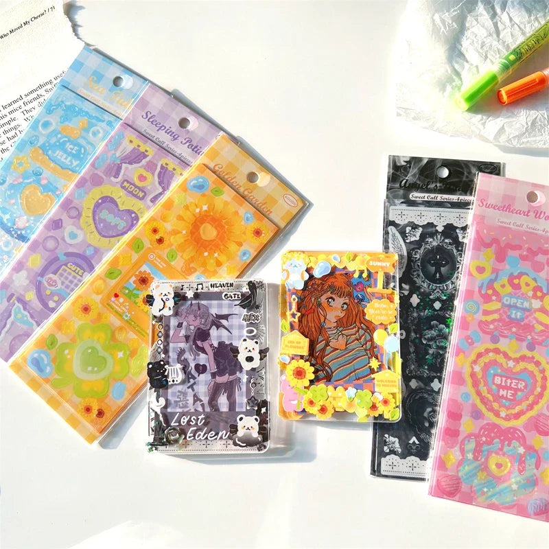 4pcs/set Sweet Cool Bear Call Series Scrapbooking Sticker Korean ins Hand Account Idol Card DIY Deco Material Sticker Stationery (ONLINE ORDER ONLY)