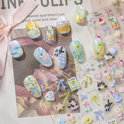 Summer Beach Bikini Watermelon Hat Sandals Ice Cream Shell Conch Starfish Cat Duck Nail Art Decoration Stickers Manicure Decals (ONLINE ORDER ONLY)