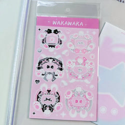 1Pc Korean Ins Butterfly Pearl Chain Sticker Cute Cat Ear Album Decorative Stickers Journal Scrapbooking Kpop Stationery Sticker (Online Order Only)