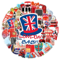 10/30/50PCS Red London Sticker Aesthetic PVC DIY Children's Korean Stationery School Supplies Decoration Scrapbooking for Kids (ONLINE ORDER ONLY)