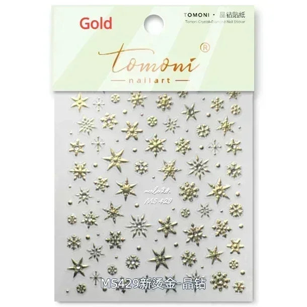 Bronzing Jelly Laser Snowflake Christmas Hot 5D Soft Embossed Relief Self Adhesive Nail Art Decoration Sticker 3D Manicure Decal (ONLINE ORDER ONLY)