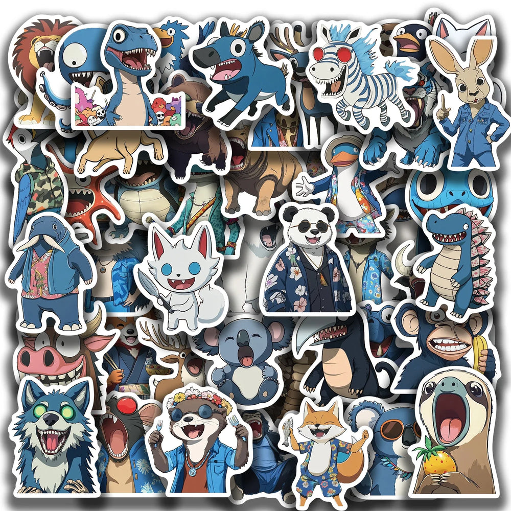 50pcs Animals Mixed Stickers Wolf Dog Bull and Bear Toy Scrapbook Diary Phone Laptop Guitar Waterproof Graffiti Decal (ONLINE ORDER ONLY)
