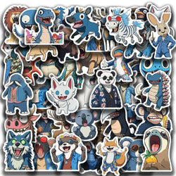 50pcs Animals Mixed Stickers Wolf Dog Bull and Bear Toy Scrapbook Diary Phone Laptop Guitar Waterproof Graffiti Decal (ONLINE ORDER ONLY)