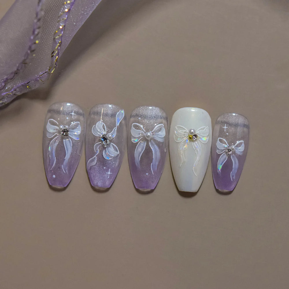 Delicate Jelly chic Bowknot Silk Ribbon Knot Star Shiny Dreamy Self Adhesive Nail Art Decorations Sticker Dressy Manicure Decals (ONLINE ORDER ONLY)