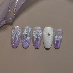 Delicate Jelly chic Bowknot Silk Ribbon Knot Star Shiny Dreamy Self Adhesive Nail Art Decorations Sticker Dressy Manicure Decals (ONLINE ORDER ONLY)