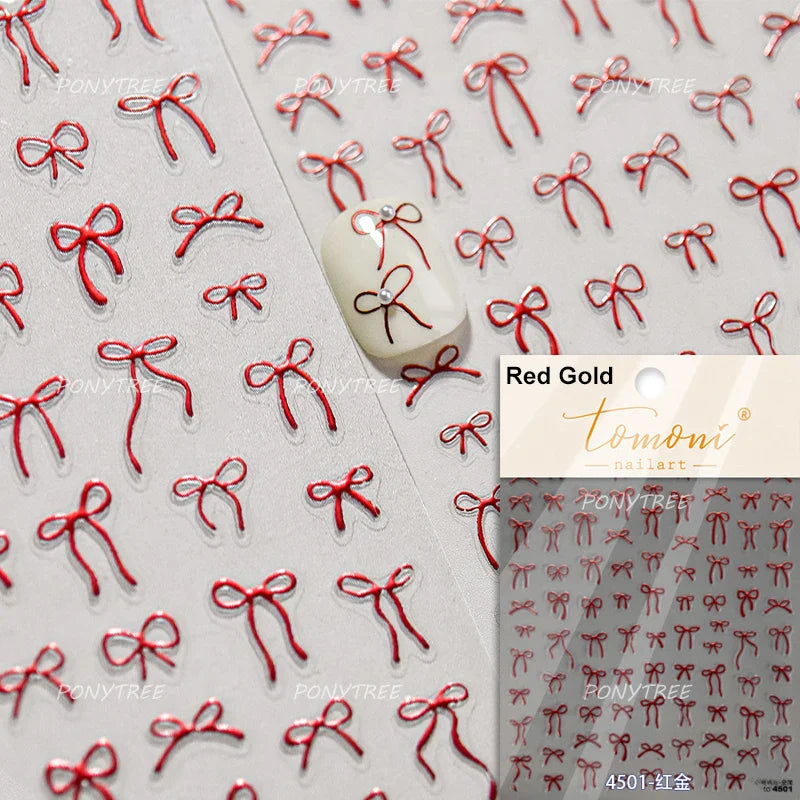 Retro Blue Bowknot Butterfly Love Heart Pendent Hot Stamping Gold Silver Adhesive Nail Art Stickers Manicure Decals Wholesale (Online Order Only)
