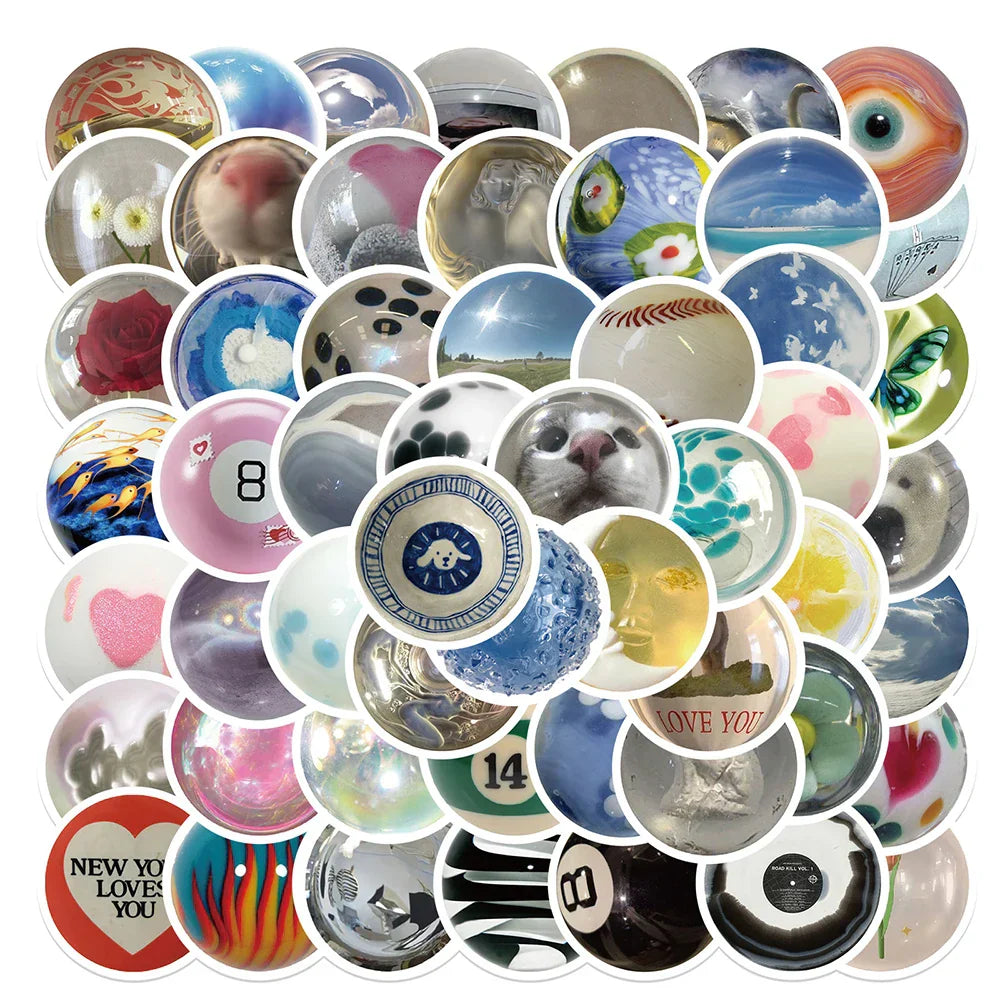 Cute Glass Bead Stickers Cat Eyes Cartoon Decals DIY Phone Skateboard Suitcase Helmet (Online Order Only)