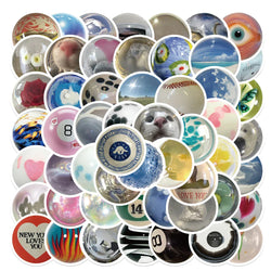 Cute Glass Bead Stickers Cat Eyes Cartoon Decals DIY Phone Skateboard Suitcase Helmet (Online Order Only)