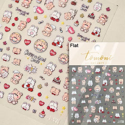 Bowknot Dog puppy Christmas Hat Strawberry Cake Food Coffee Cherry Love Heart Adhesive Nail Art Sticker Reliefs Manicure Decals (Online Order Only)