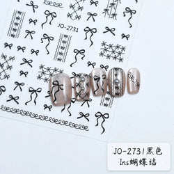 Gold Silver White Black Pink Blue Bowknot Ribbon Flat 3D Line Gird Strap Tie Elegant Charming Nail Art Stickers Manicure Decals (ONLINE ORDER ONLY)