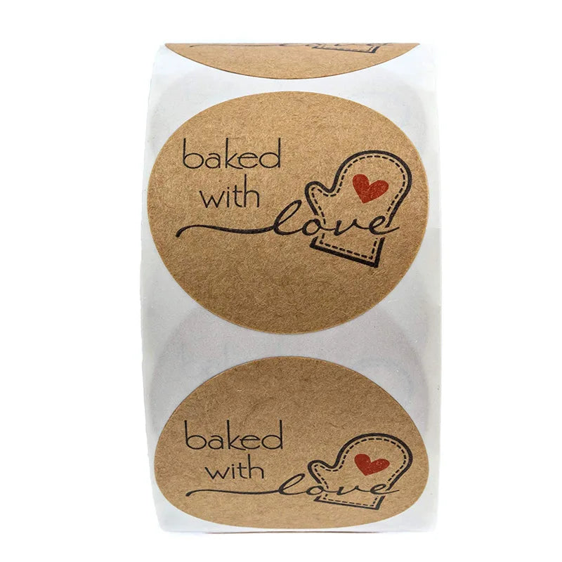 100-500pcs Round Natural Kraft Sticker Seal Labes Hand Made With Love Sticker Paper Scrapbooking Stationery Sticker (ONLINE ORDER ONLY)