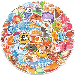 50pcs Cute Cartoon Animals Stickers For Laptop Water Bottle Guitar Luggage Waterproof Graffiti Stationery Vinyl Decals (ONLINE ORDER ONLY)