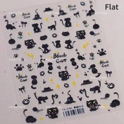 Lovely Cartoon Halo Dyeing Cat Bowkbot Paw Kitten Star Love Charming Self Adhesive Nail Art Sticker Cute Animals Manicure Decal (ONLINE ORDER ONLY)