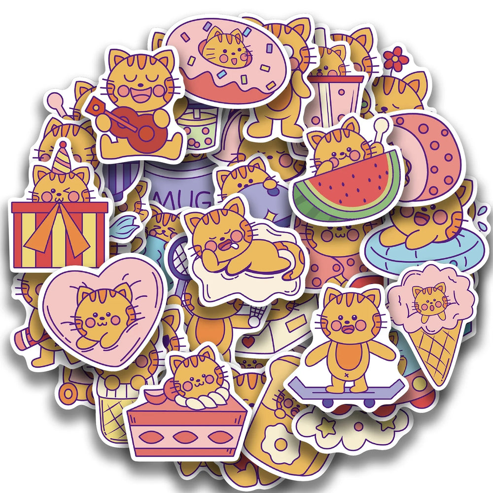 40PCS  Cat MEME Funny Animals Stickers Vintage Toy DIY Kids Notebook Luggage Motorcycle Laptop Refrigerator Decals Graffiti (Online Order Only)