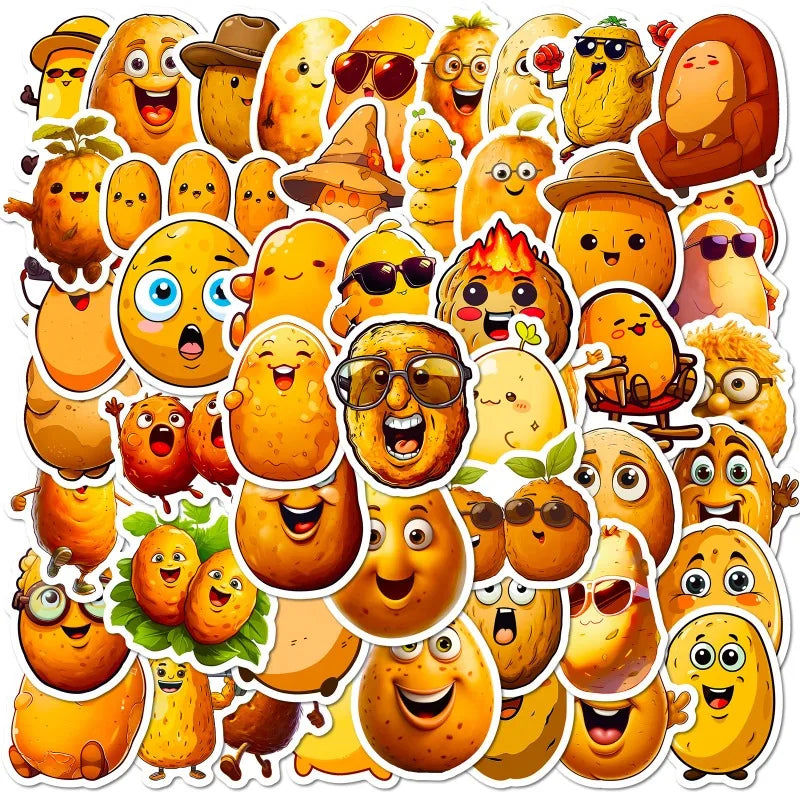 50pcs Funny Potato Head Cartoon Stickers for Laptop, Suitcase, Water Bottle, Car, Scooter, Refrigerator (ONLINE ORDER ONLY)