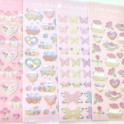 Cute Star Moon Rose Series Laser Stickers Hand Account Idol Card DIY Material Decorative Sticker Personalized Korean Stationery (ONLINE ORDER ONLY)
