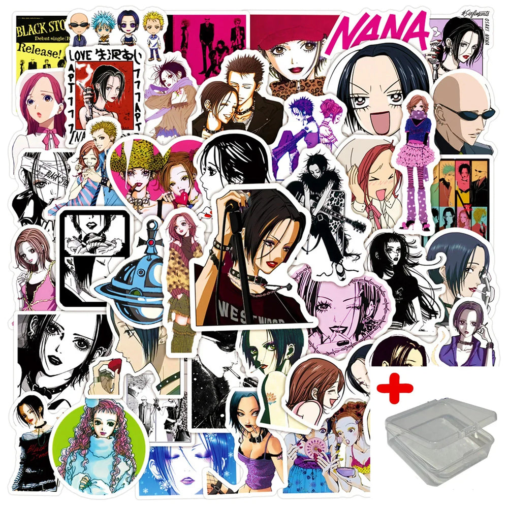 50pcs NANA Graffiti Stickers for Helmet, Wall, Desktop Decoration with Storage Box (Online Order Only)