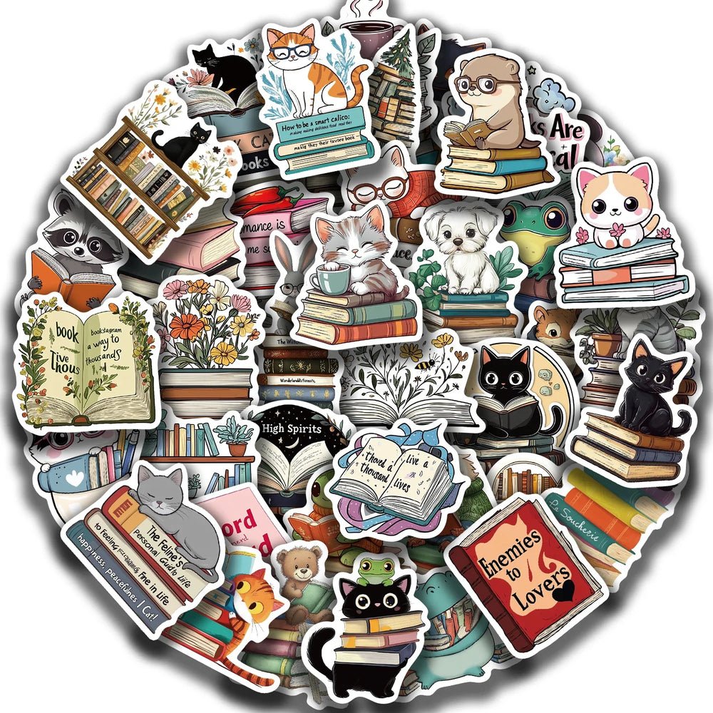 50PCS Animals Reading Stickers for Toy DIY Luggage Laptop Guitar Skateboard Phone Case Bike Car Cartoon Stickers (ONLINE ORDER ONLY)