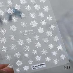 Shiny White Pink Blue Gold Snowflakes Hexagon Water Bubbles Winter 5D Self Adhesive Nail Art Stickers Rhinestone Manicure Decals (ONLINE ORDER ONLY)