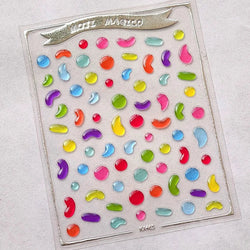 Colourful Graffiti Round Dot Line Water Droplet Cute Comma Geometric Jelly 5D Self Adhesive Nail Art Stickers Manicure Decals (Online Order Only)