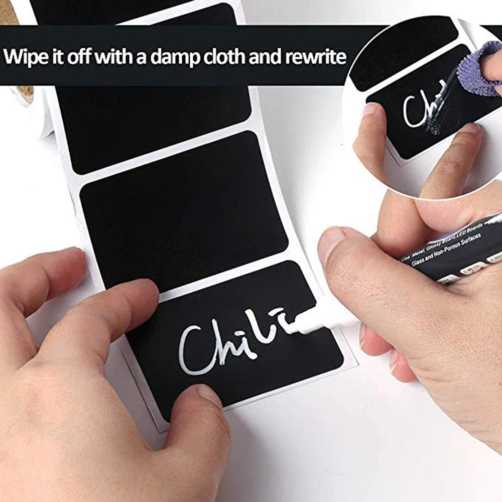 120-300pcs/roll Blackboard Spice Sticker Reusable Jam Labels Kitchen Stickers Organizer Wall Sticker Home Decor Chalkboard Label (ONLINE ORDER ONLY)