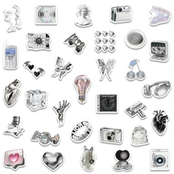 66pcs Korean Silvery Girly Stickers Pack Stationery Laptop Ipad Phone Sticker DIY Scrapbooking Supplies Journal Accessories (ONLINE ORDER ONLY)
