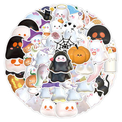 10/30/60PCS Cute Cartoon 3D Ghost Stickers Halloween Decoration Decals For Skateboard Fridge Bike Notebook Car Sticker DIY Toys (Online Order Only)