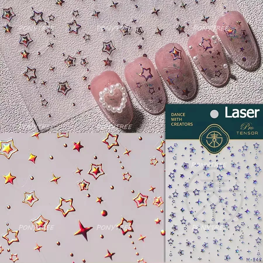 Hollow Out Black Gold Star Starburst Round Dot Night-time Tiny Spot Self Adhesive Nail Art Stickers Manicure Decals Wholesale (ONLINE ORDER ONLY)