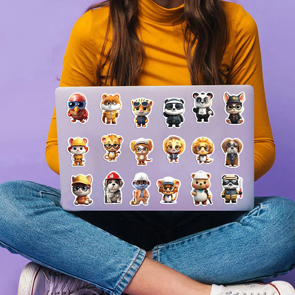 50pcs Professional Animals With Glasses Stickers Cute Decals Decoration DIY Skateboard Scrapbook Laptop Fridge Car Kids Toy (ONLINE ORDER ONLY)