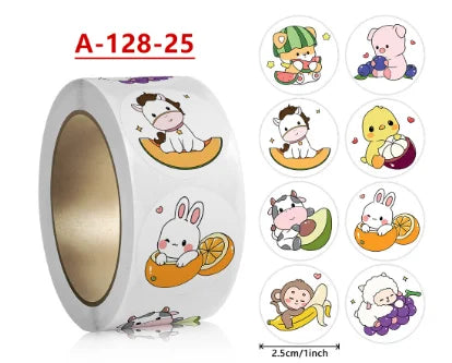 500Pcs Children's Cartoon Animal Stickers Baby Stickers Kindergarten Inspirational Little Red Flower Reward Roll Stickers (ONLINE ORDER ONLY)