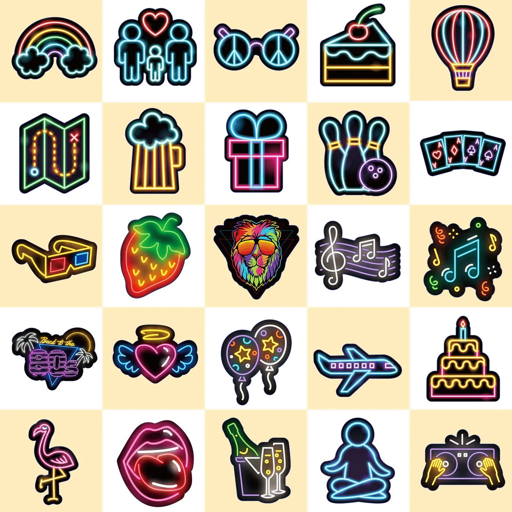50Pcs New Neon Series Graffiti Stickers Suitable for Laptop Helmets Desktop Decoration DIY Stickers Toys Wholesale (ONLINE ORDER ONLY)