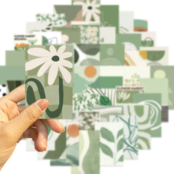50pcs INS Style Sage Green Stickers for Laptop Scrapbook Notebook Wall Phone Diary Aesthetic Graffiti Waterproof Decoration Toys (ONLINE ORDER ONLY)