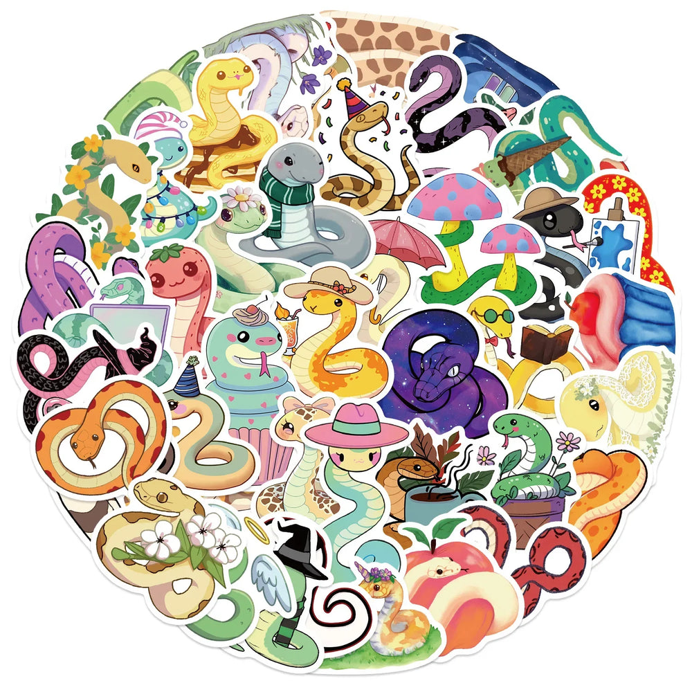 Snake Cartoon Stickers Animal Meme Decals for Laptop, Phone, Guitar, Skateboard, Kids Toys (Online Order Only)