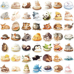 50pcs Sleeping Animals Cartoon Stickers Perfect for Scrapbooking Diaries Laptops Bumpers Water Bottles Computers Phones Sticker (Online Order Only)