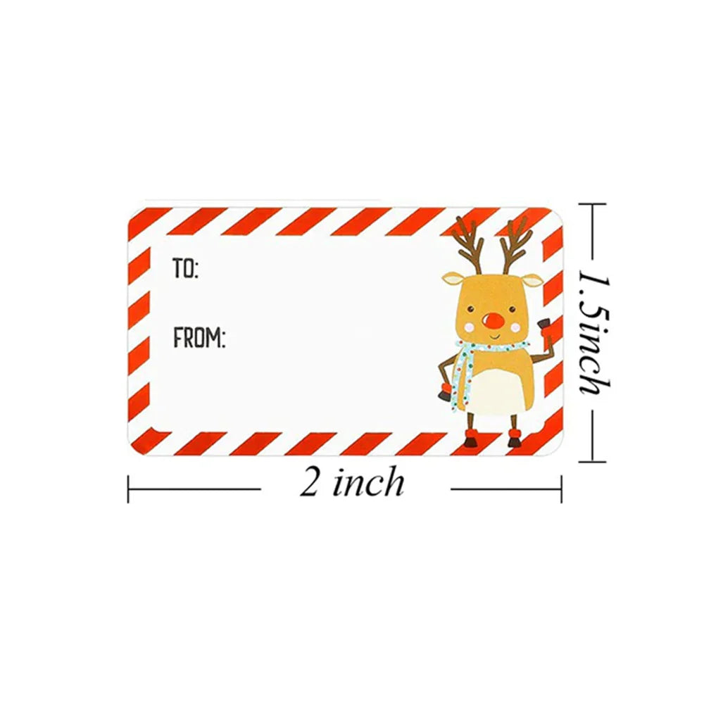 500pcs/roll Christmas Stickers Scrapbooking Photo Album Embellishments Christmas Decoration Gift Series Rectangle Sealing label (Online Order Only)