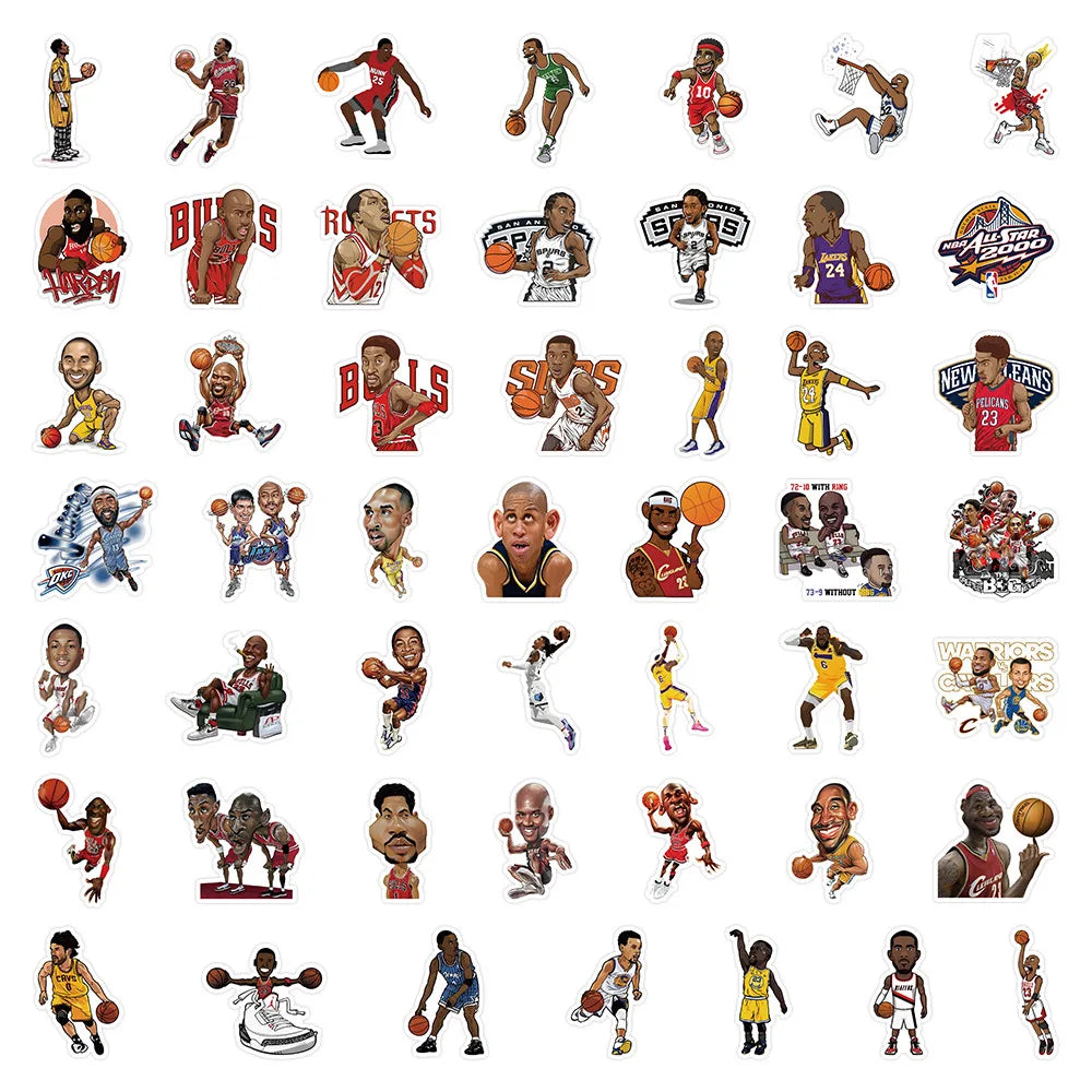 10/30/50PCS New Basketball Star Sticker Cartoon Graffiti iPad Helmet Car Water Cup Guitar DIY Scrapbook Toy Decoration Wholesale (Online Order Only)