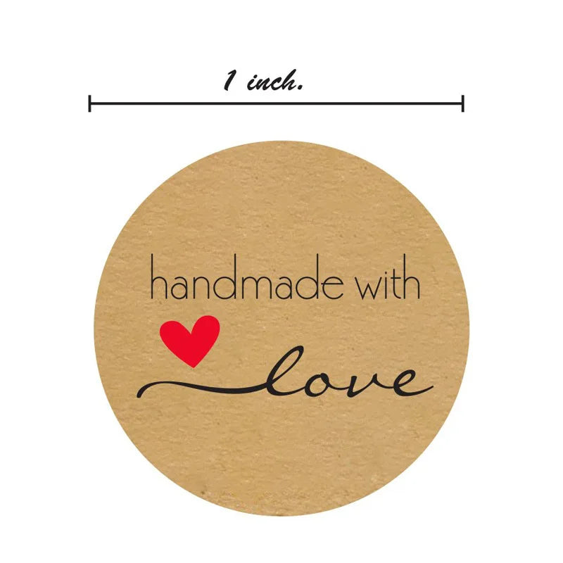 100-500pcs Kraft Paper Sticker Homemade With Love Stickers Scrapbooking For Envelope And Package Seal Labels Stationery Handmade (Online Order Only)