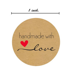 100-500pcs Kraft Paper Sticker Homemade With Love Stickers Scrapbooking For Envelope And Package Seal Labels Stationery Handmade (Online Order Only)