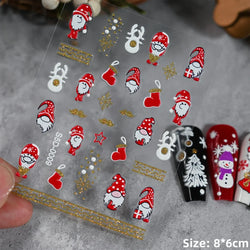 5D Embossed Gingerbread Man Nail Art Sticker Cute Christmas Winter Santa Claus Snowflake Elk Engraved Slider Manicure Decoration (ONLINE ORDER ONLY)