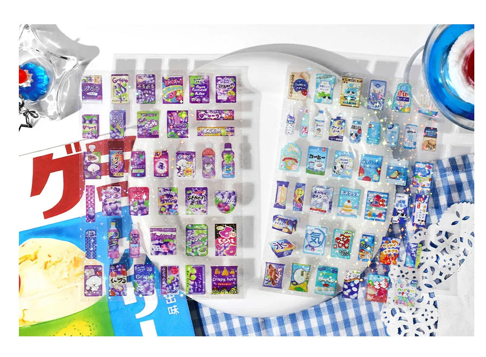 1 Sheets Snack House Series Sticker PET Star Flash Film Deco Scrapbook DIY Material Decoration Stationery Stickers (ONLINE ORDER ONLY)