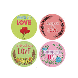 100-500pcs Handmade With Love Kraft Paper Stickers Round Adhesive Labels Baking Wedding Decoration Party Decoration Sticker (Online Order Only)