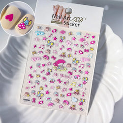 1pc 5D Cartoon Nail Art Stickers Waterproof Matte Finish with Kuromi, Cinnamoroll & Hello Kitty Designs Perfect for DIY Manicure (Online Order Only)